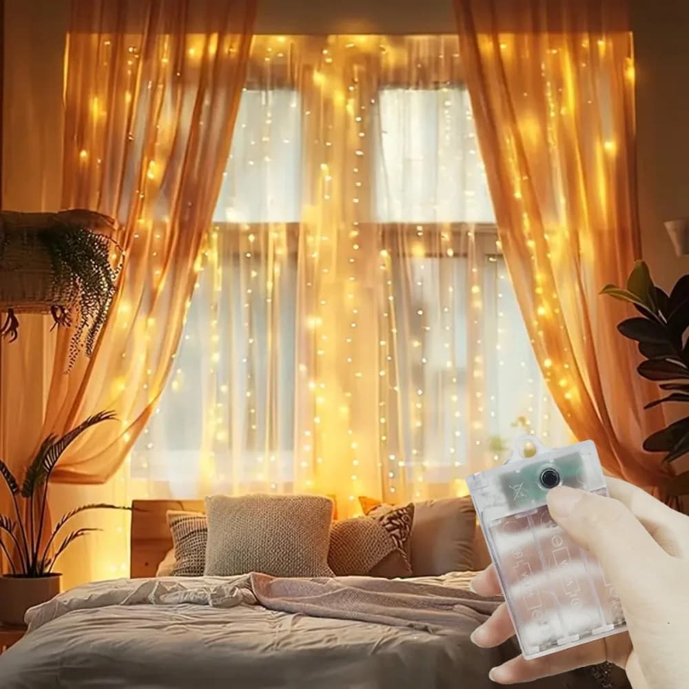 Luci a Tenda LED a Batteria per Decorazioni Matrimoniali, Feste, Casa, Ramadan 2026, San Valentino, Eid Mubarak