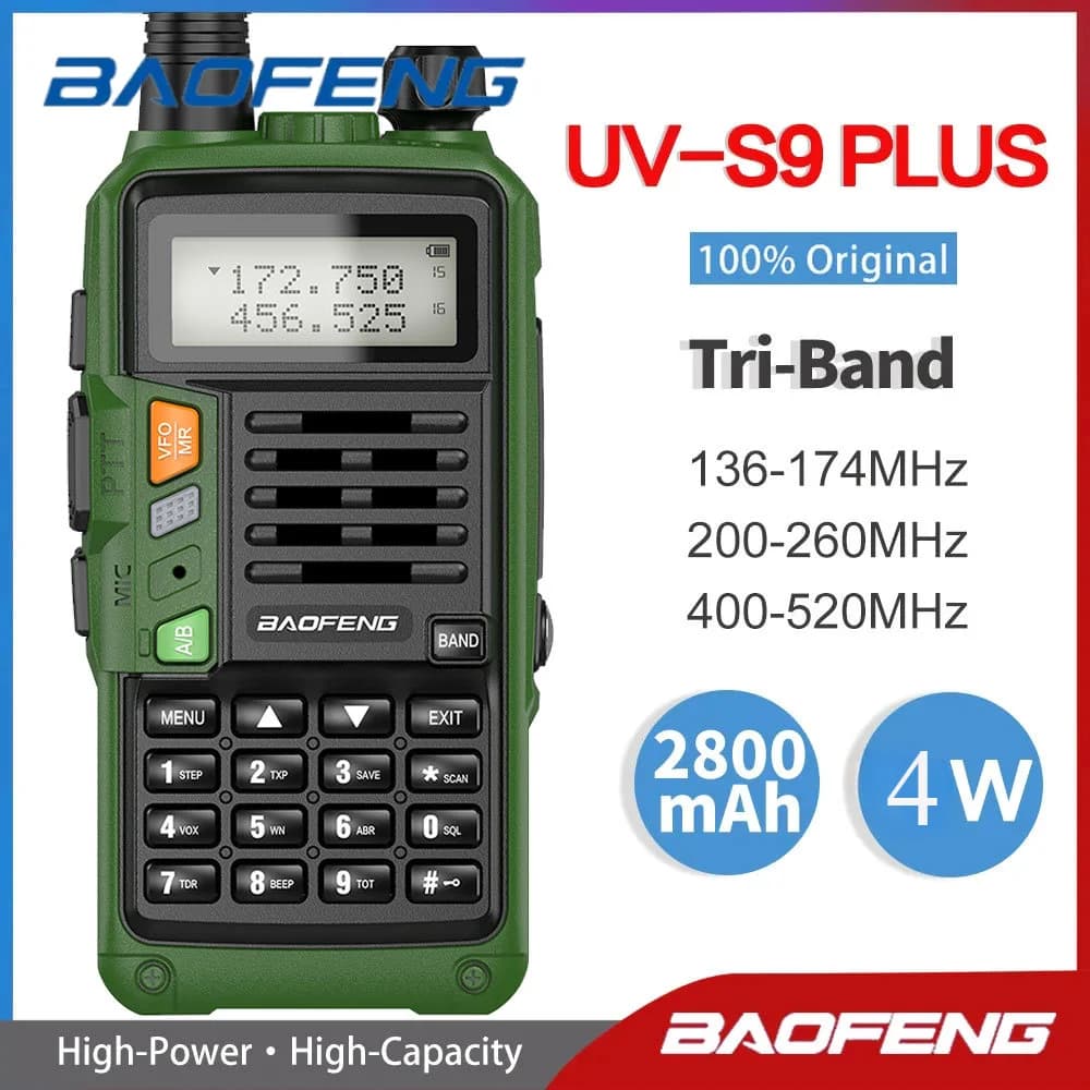 BaoFeng UV-S9 Plus Tri-Band 16 km VHF UHF impermeabile 136-174 Mhz/220-260 Mhz/400-520 Mhz Radioamatori a lungo raggio Walkie Talkie