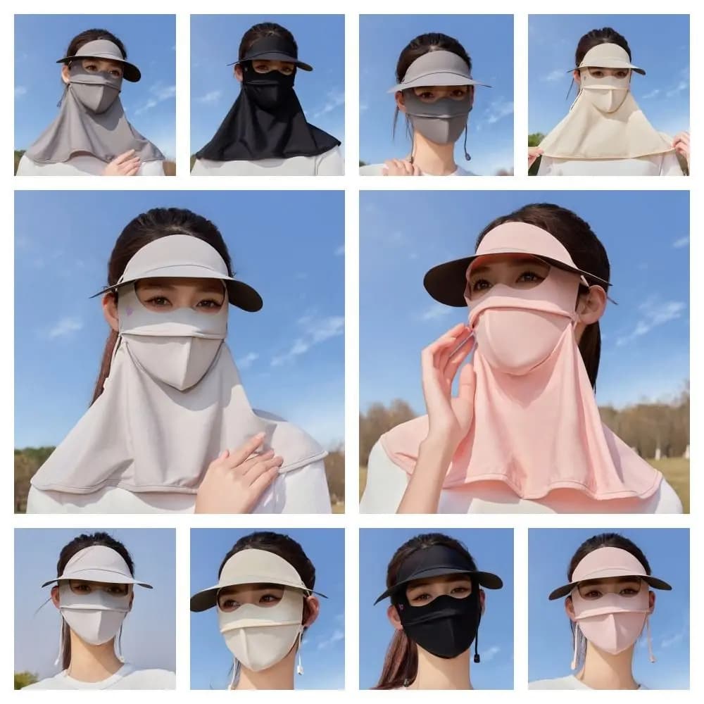 Maschera Protettiva UV per il Viso, Antipolvere, Elastica, in Seta Ghiacciata, Protezione Solare, Tinta Unita, Velo Protettivo UV per Escursionismo