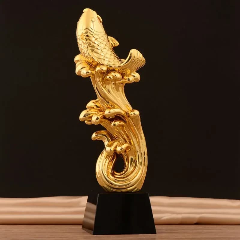 Premio trofeo in resina da pesca personalizzato, coppa d'oro, base in cristallo, souvenir sportivo campione, oggetti di scena educativi, giocattolo da competizione, 1 pezzo