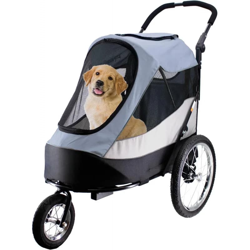 Nuovo 2026: Passeggino per Cani Trailblazer, Carrello per Animali Domestici di Taglia Media, Passeggino Ventilato per Gatti e Cani, Grigio