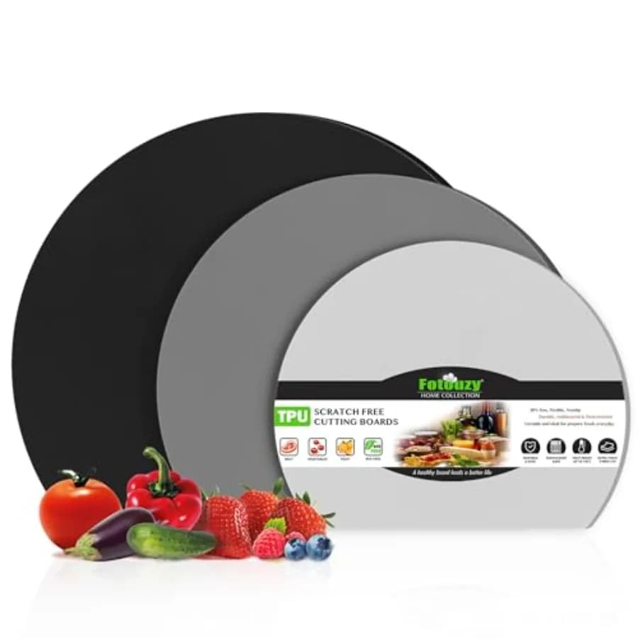 Set di 3 Taglieri in Silicone per Cucina, Antigraffio, Flessibili, Spessi, Antiscivolo in TPU