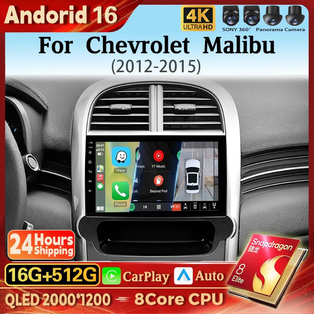 Android 15 Carplay Auto Autoradio Lettore Multimediale Per Chevrolet Malibu 2012-2015 Autoradio DSP GPS Stereo WIFI 2din Snapdragon