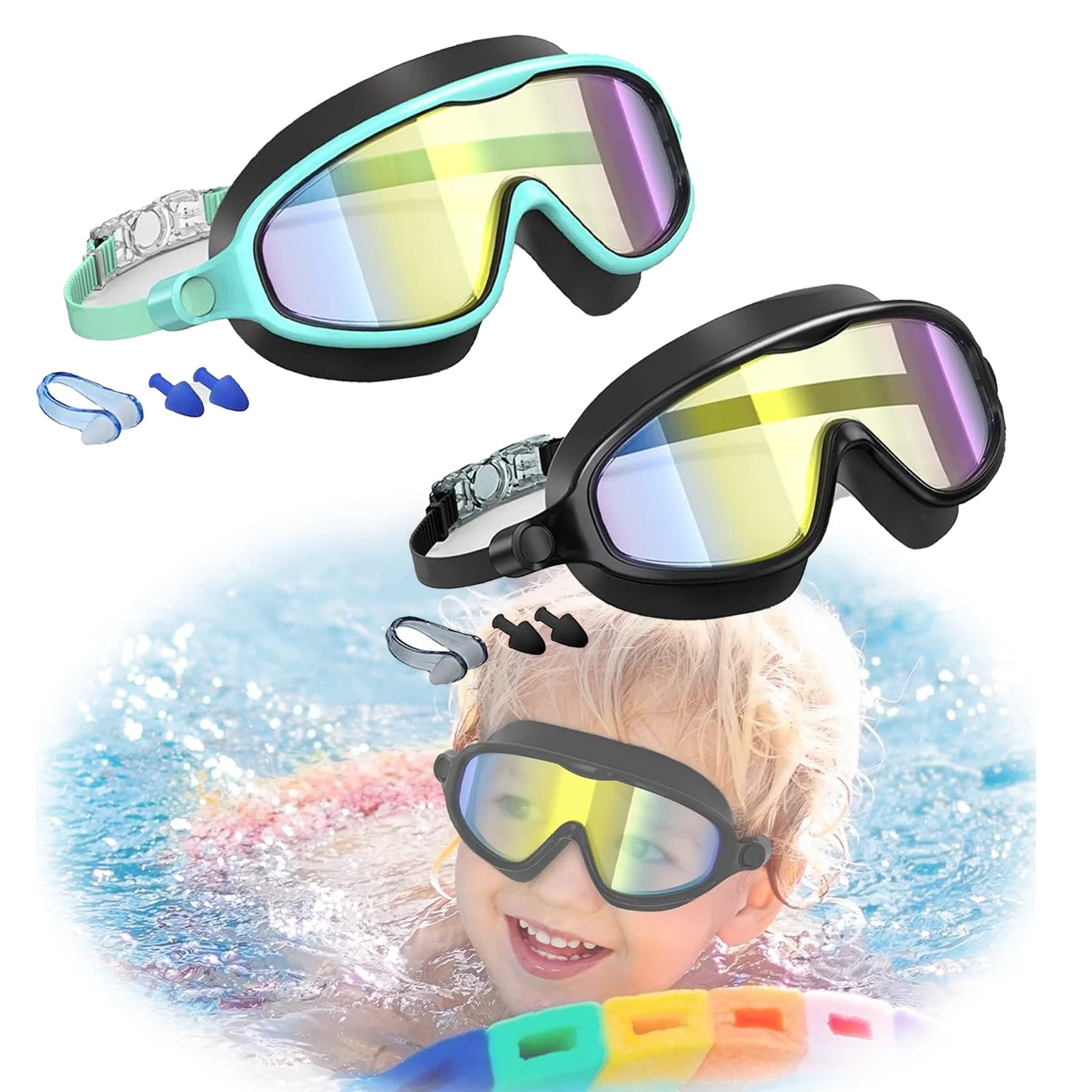 😌 No More Leaks! No More Red Eyes! 2 Pack Kids Swim Goggles | Ultra-Soft Silicone, One-Button Adjust, UV400 Protection | For Ages 3-15 Boys Girls | 12-Month Warranty ✅