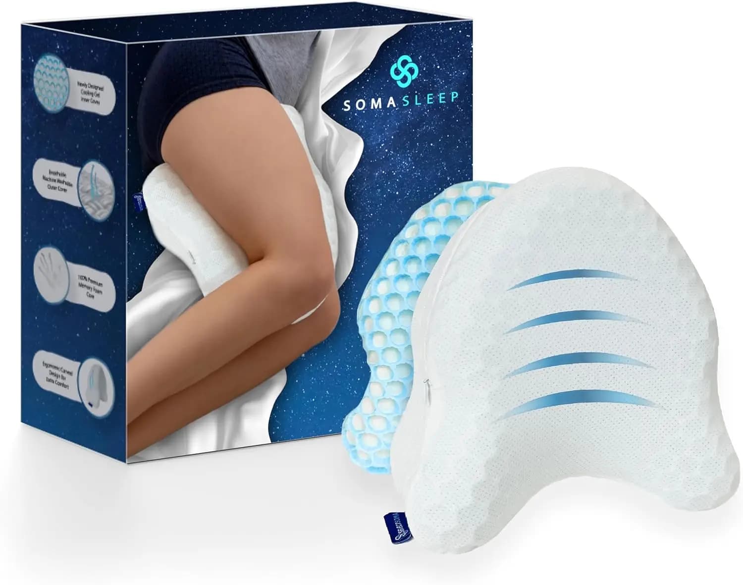 Cuscino rinfrescante in memory foam per chi dorme sul fianco - Sollievo dal dolore per sciatica, schiena, fianchi, ginocchia e articolazioni