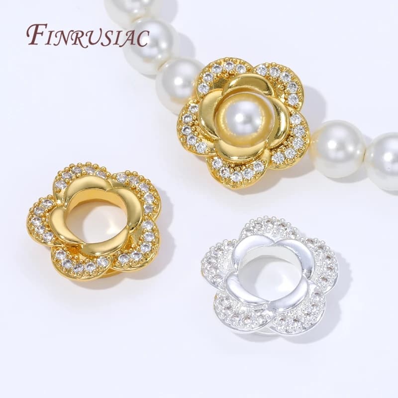 2/4/6Pcs 18K Gold Plated Brass Bead Frame,Flowers Bead Frame,Jewelry Making Supplies,DIY Necklaces&Bracelets Accessories