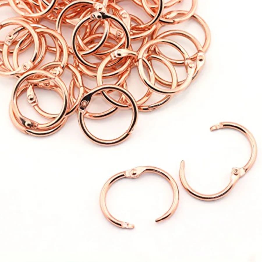 50pcs 1" Rose Gold Book Ring Metal Loose Leaf Book Binder Hinged Buckle Rings Scrapbook Sketchbook Craft Photo Album DIY Bindin