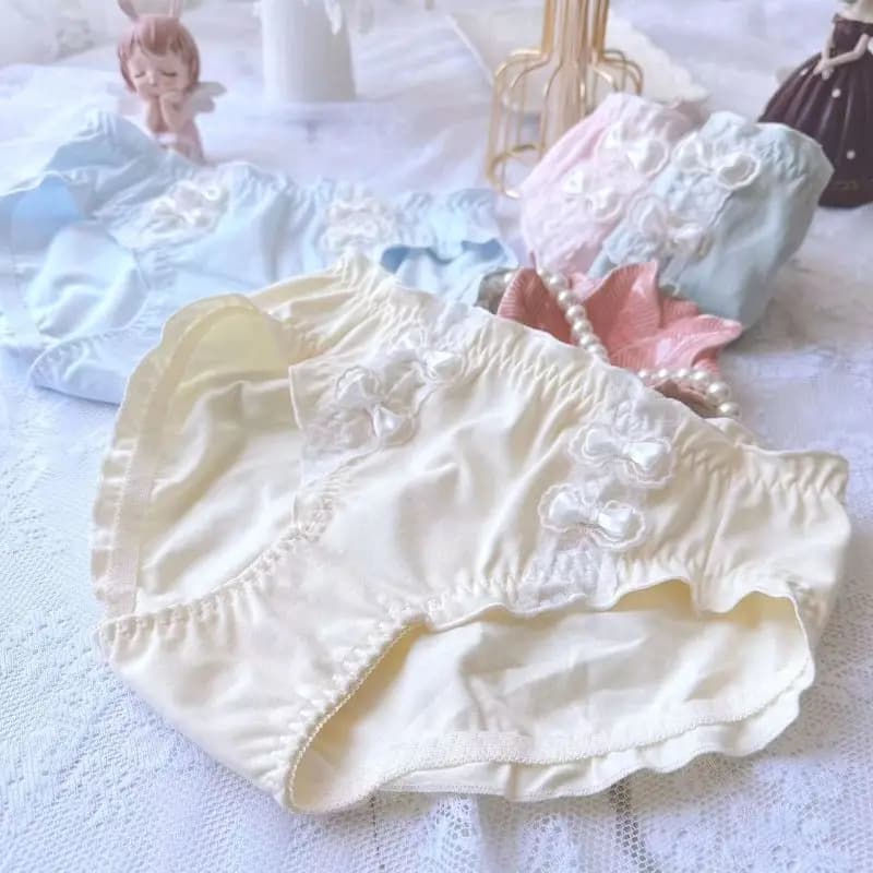 Women Cotton Bow Ruffles Princess Style High Elasticity Breathable Underwear Cute Lovely Sweety Lolita Female Panties Breifs