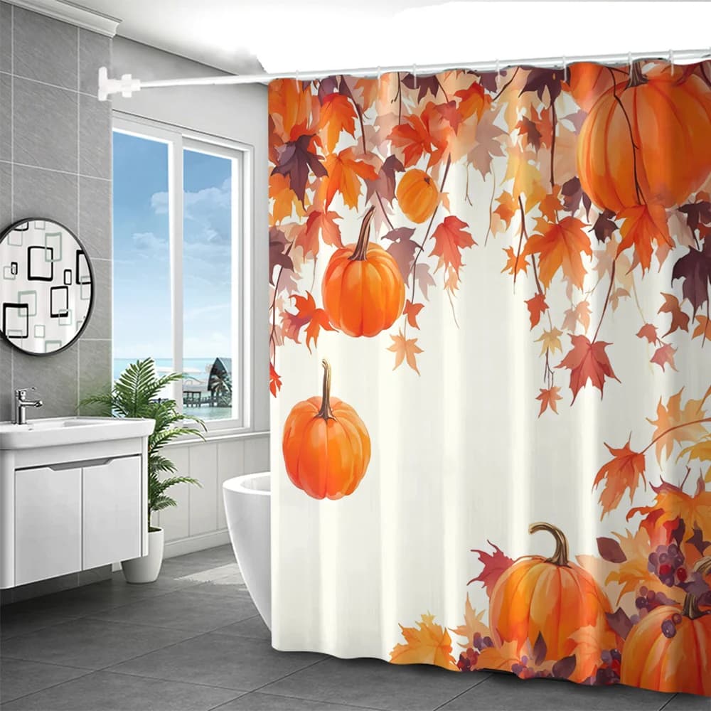 Tenda da bagno con zucca di Halloween Tenda da doccia in poliestere con stampa digitale Tenda da bagno divisoria senza foro