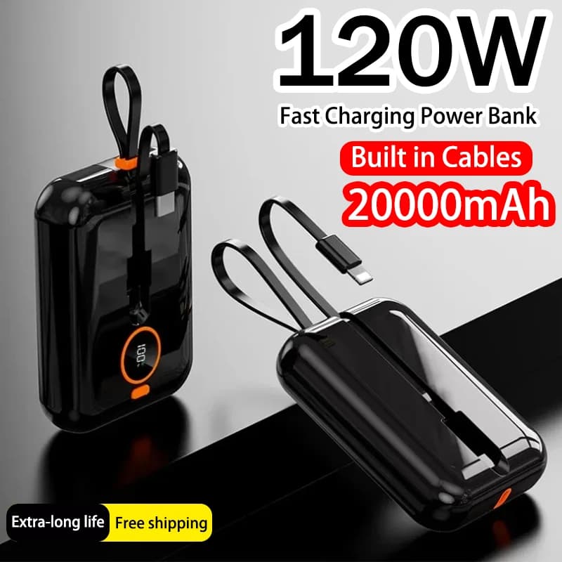 20000mAh Power Bank 120W Super Fast Charging 100% Sufficient Capacity Portable Battery Charger Digital Display For iPhone Xiaomi
