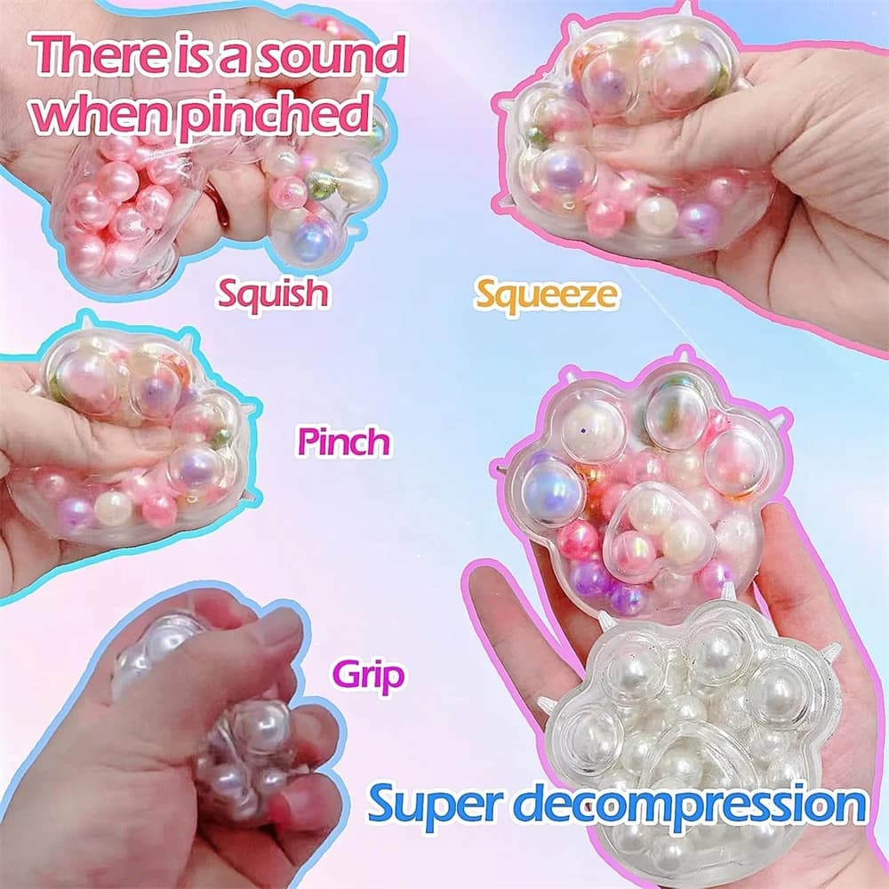 Palla squishy rumorosa d'uva fatta a mano Perline colorate Zampa di gatto Giocattoli sensoriali agitati per bambini Adulti Alleviare lo stress Giocattoli da spremere