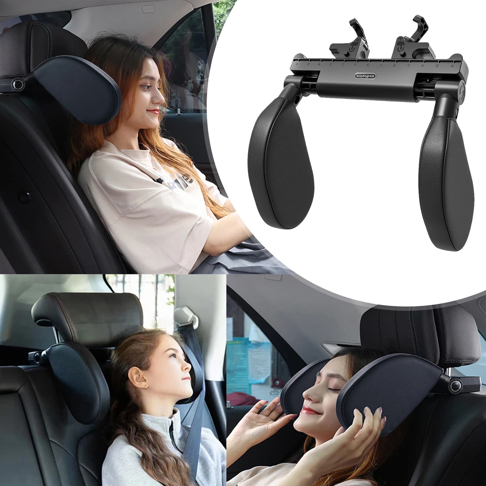 Cuscino di Supporto per il Collo Regolabile a 180° in Memory Foam, Poggiatesta per Auto, Solo Adatto per Sedili Auto con Supporti