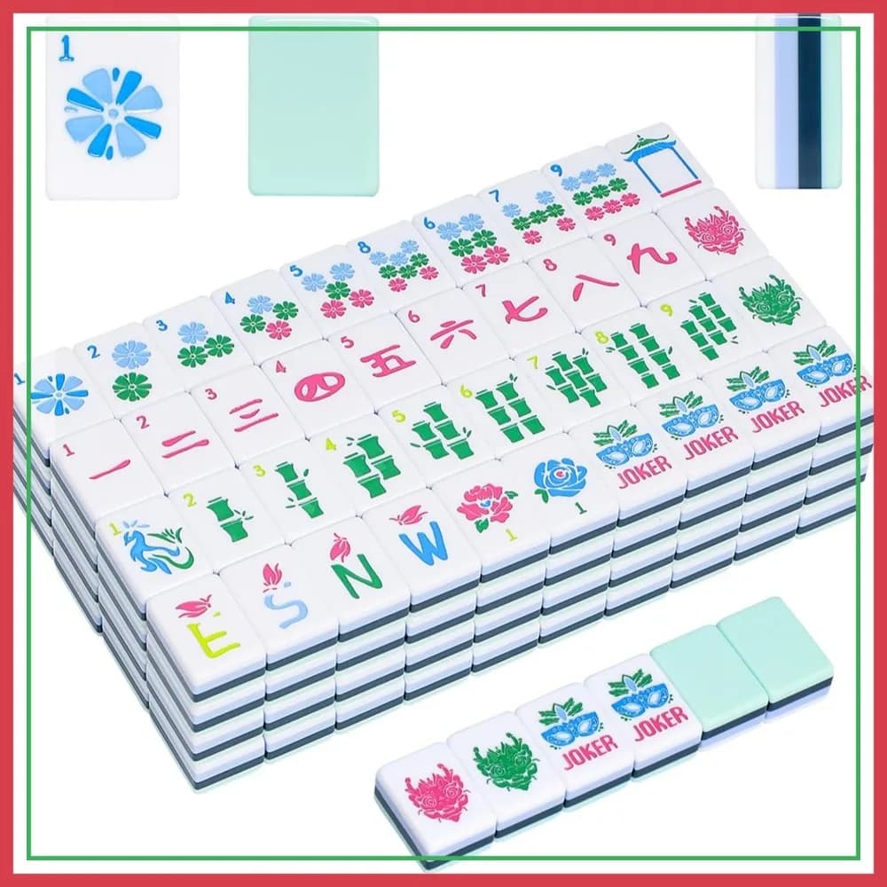 Set Mahjong Americano da 160 Pezzi con Tessere in Acrilico, Borsa e Accessori