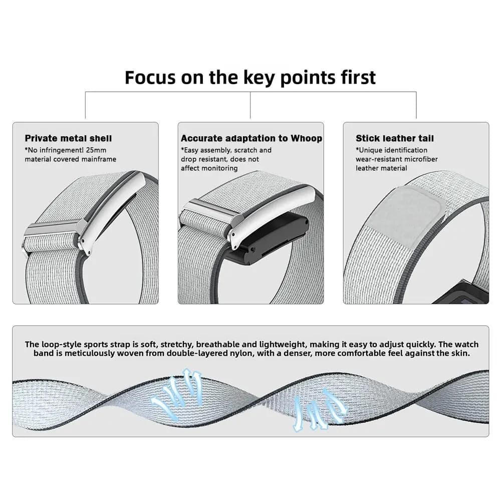 Elastic Sport Strap in Nylon Premium Anti-shocket and Anti-scratch for Fitness Tracker, Adjustable Soft Band for Bicipite Compatible with Whoop 5.0