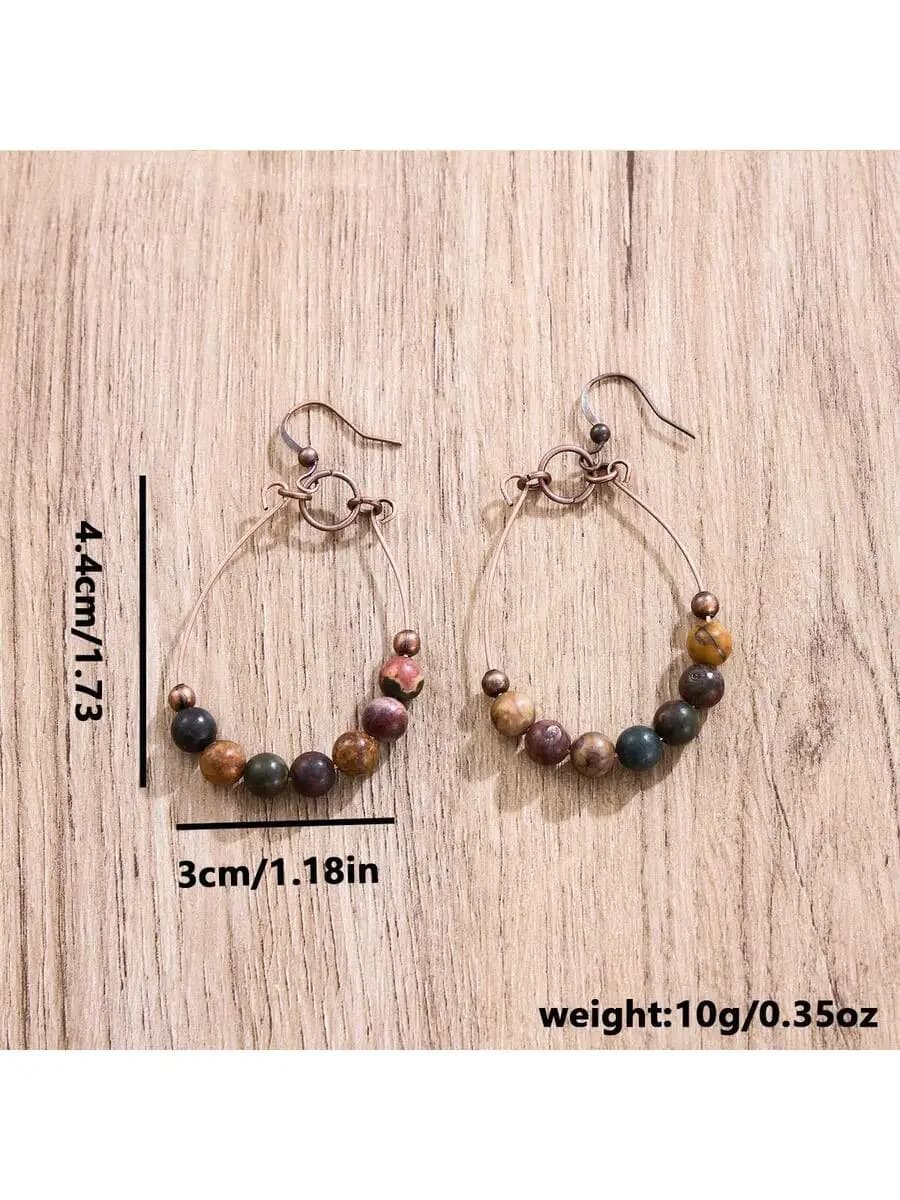 Vintage Bohemian Teardrop Beaded Earrings Antique Bronze Fashion Jewelry For Women