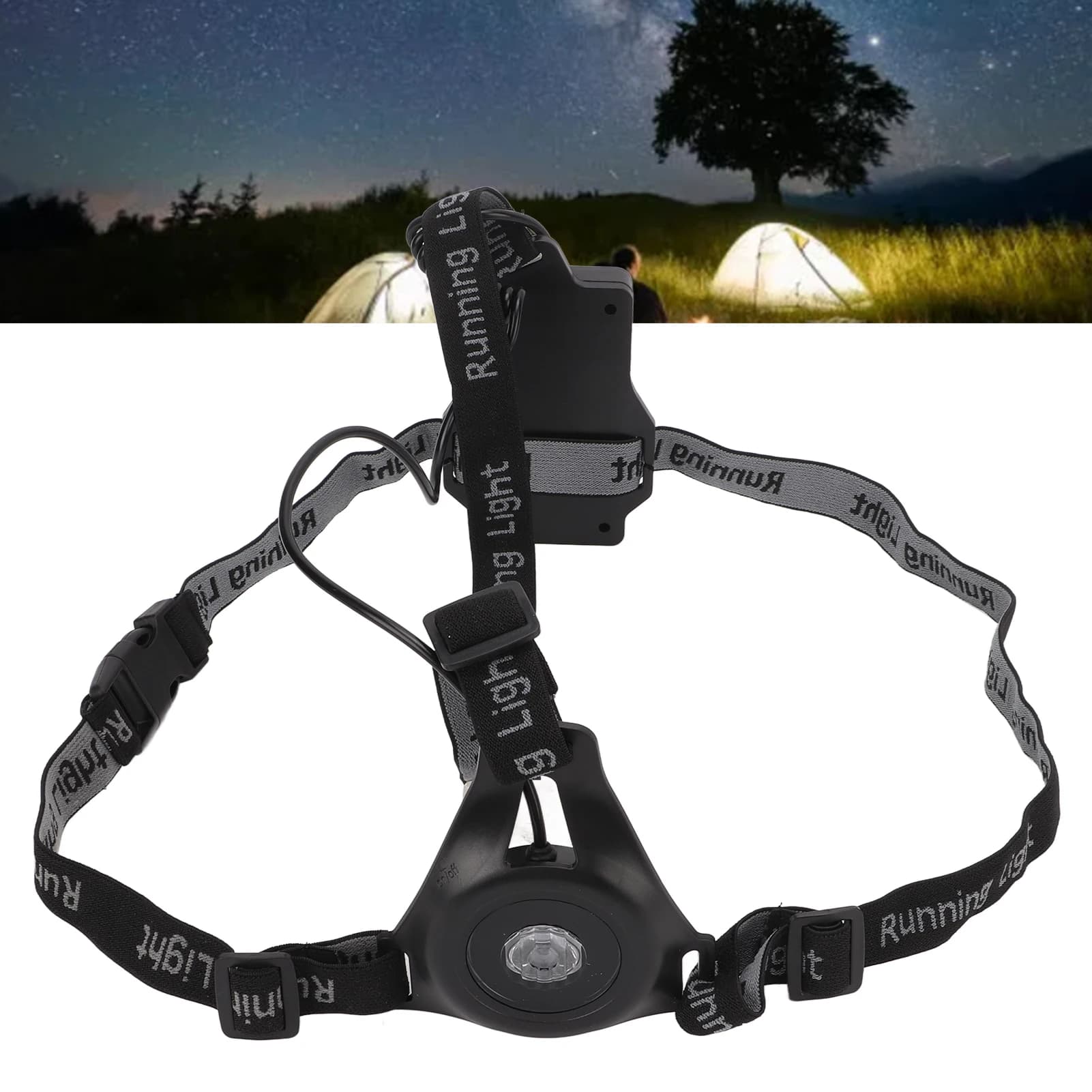 Night Running Light Adjustable Elastic Band LED Chest Light 3 Modes USB Rechargeable Multipurpose for Camping Jogging Hiking