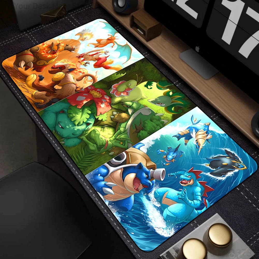 Tappetino per Mouse Kawaii Anime Giapponese, Colorato per PC Gamer, XXL P-Pokemon, Tappetino per Tastiera, Tappetino in Gomma per Laptop e Gaming