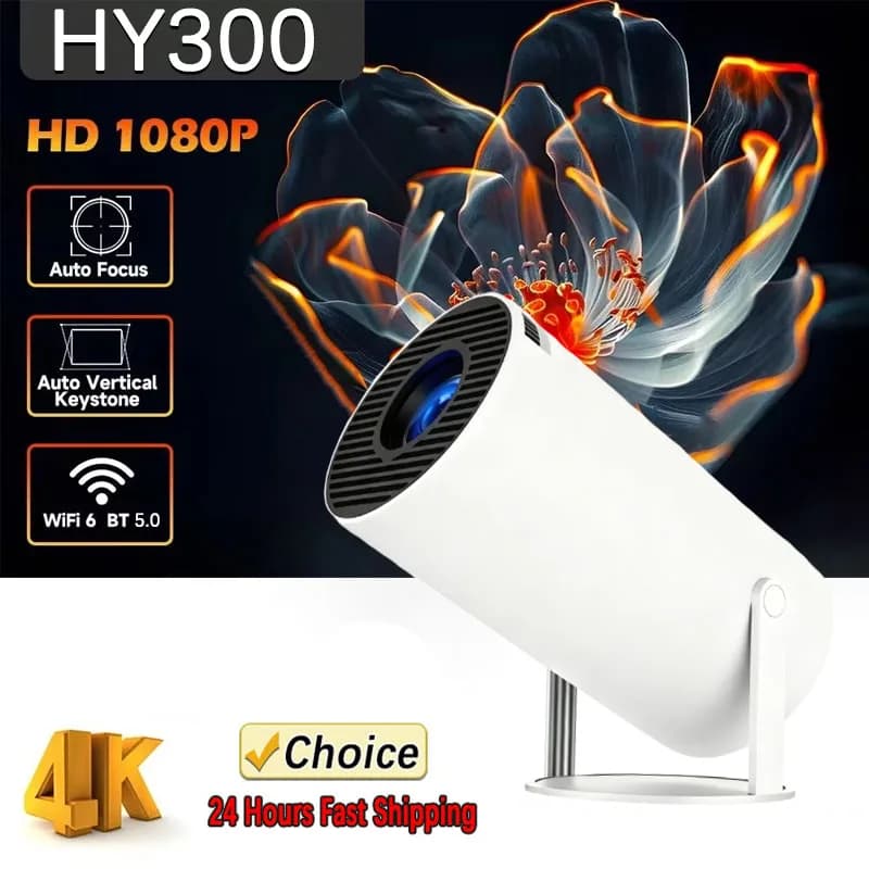 Proiettore Portatile da Esterno HY300 2026 Nuovo 4K WiFi 1080P 1280x720P HD per Home Cinema, Video e Giochi LED