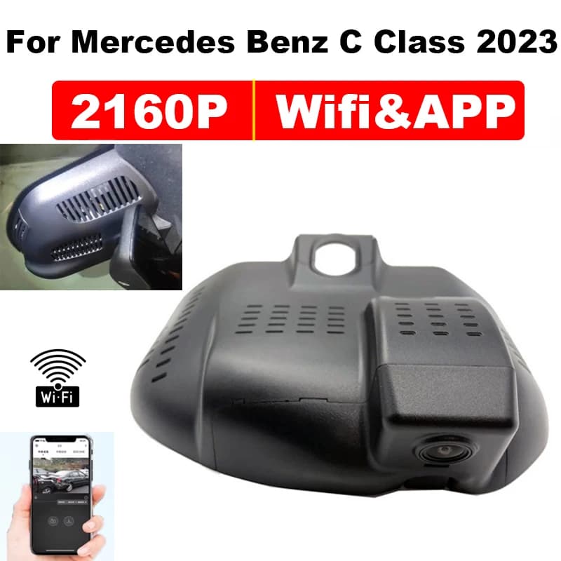 Telecamera anteriore e posteriore 4K con Wifi DVR per Mercedes Benz Classe C W206 S206 C200 C300 2022 2023 con controllo tramite APP e tracciamento GPS