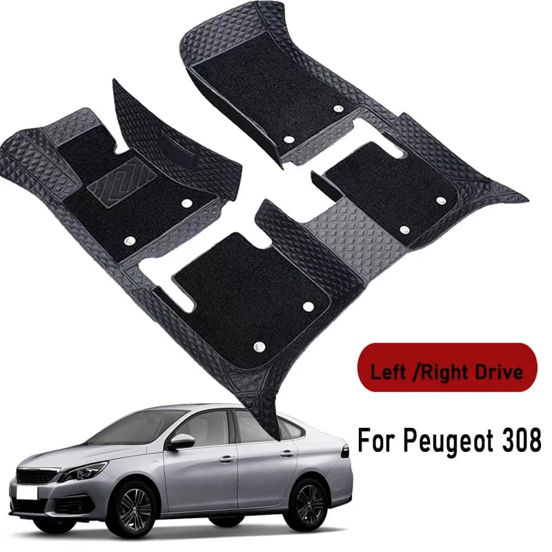 Car floor mats for Peugeot 308 2012 2013 2014 2015 2016-2019 Custom Auto Foot Pads Automobile Carpet Cover Interior Accessories