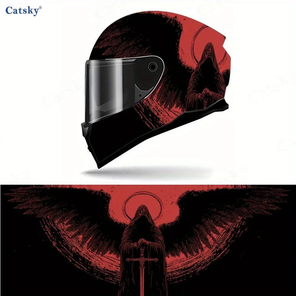 Decalcomania per casco da motociclista Death and Sword, adesivo avvolgente in vinile per casco autoadesivo impermeabile, fantastica pellicola per graffiti fai da te, regalo per M