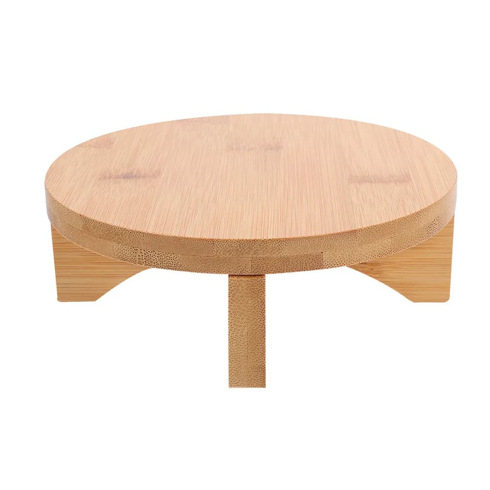 Wooden Bamboo Plant Riser Round Flower Pot Stand Decorative Pedestal for Tabletop Planter Display Vase Small Item Holder