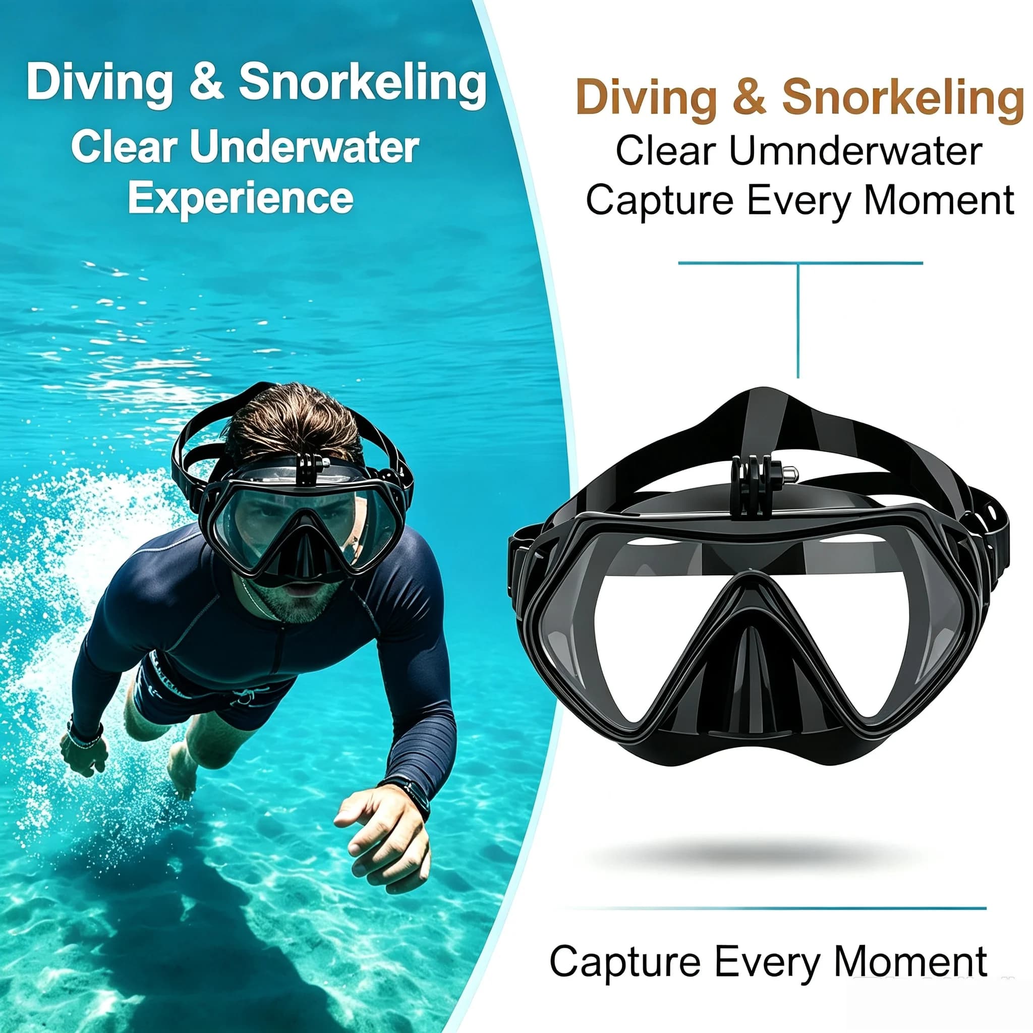 Diving Mask With Camera Mount Underwater Snorkel Swimming Goggles Scuba Diving Equipment For Gopro Camera Holder Diving Masks