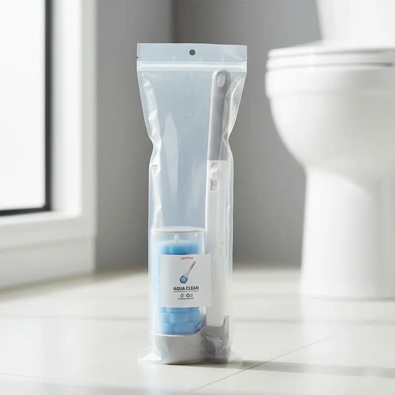 Disposable Toilet Brush Set with Replaceable Sponge Heads & Storage Holder Hygienic Deep Cleaning Bathroom Brush for Home Hotel