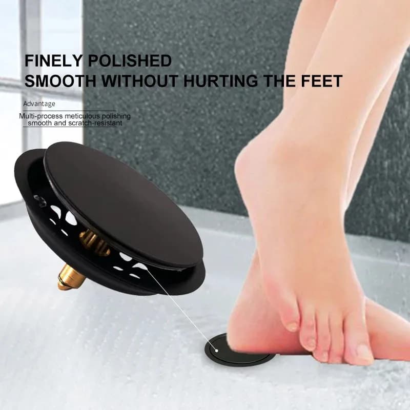 Black Drains Pop Up Foot Floor Drain Bathroom Shower Waste Grates Strainer Toilet Balcony Water Bathroom Drains