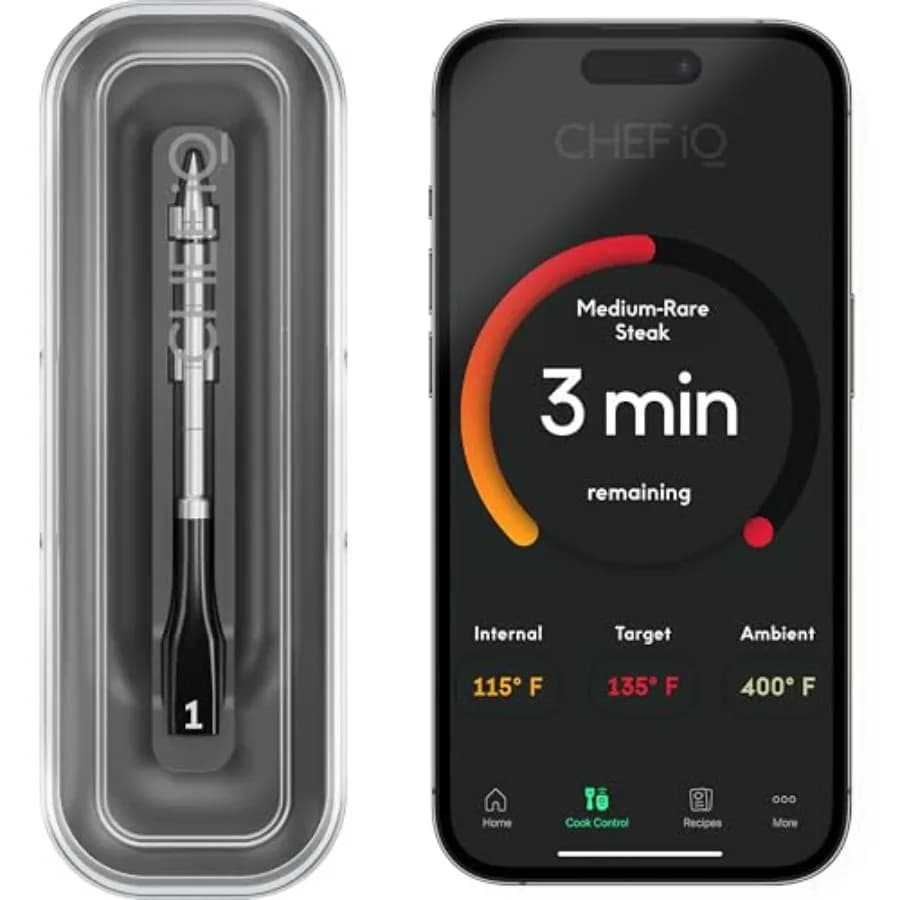 Termometro per Carne Wireless Sense Smart con Sonda Ultra-Sottile, Termometro per Carne Bluetooth a Portata Illimitata, Termometro Digitale per Alimenti