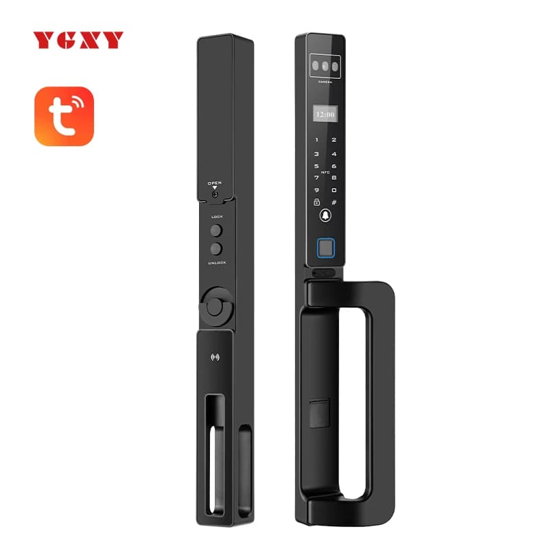 Wholesale Face Recognition Fingerprint Lock 35MM Narrow Bezel Cell Phone Tuya Aluminum Door Code Lock Automatic Smart Door Locks