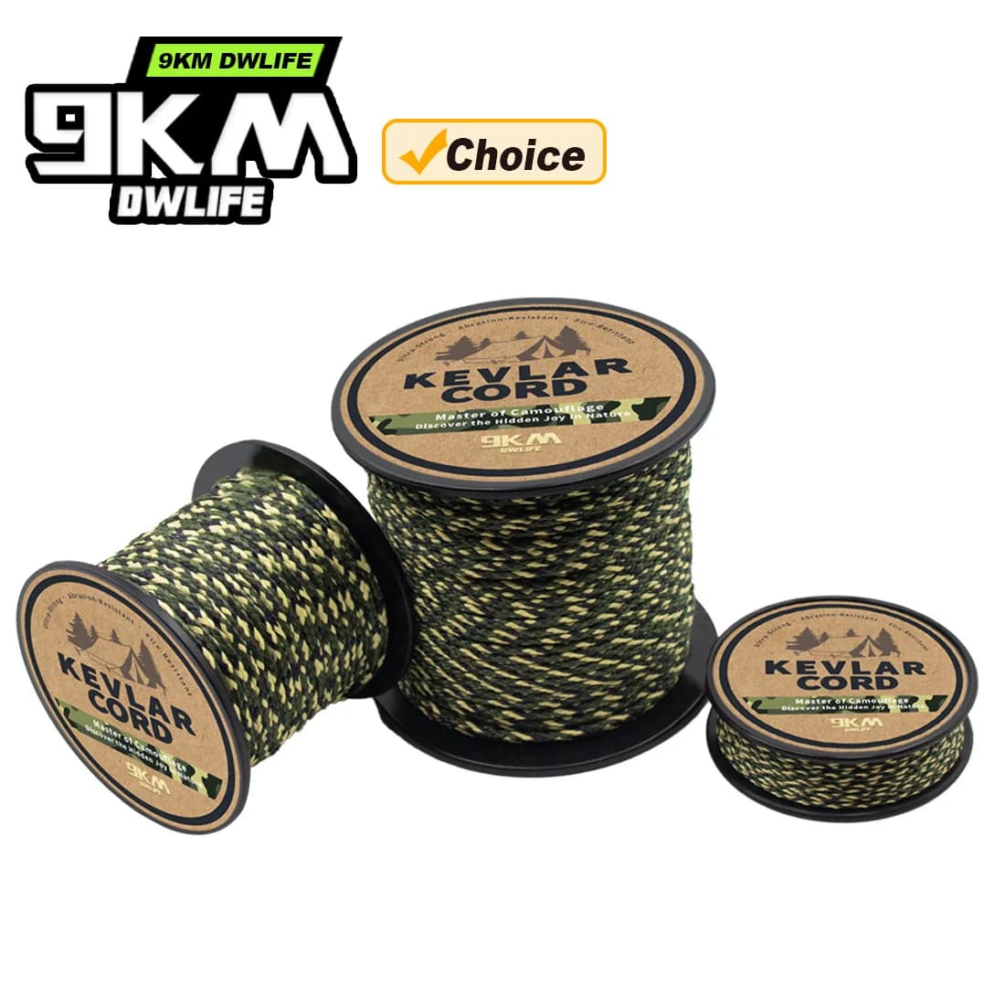 Corda in Kevlar 9KM, Filo in Kevlar Mimetico Ultra-Resistente, Leggero e Anti-Abrasione, Corda di Sopravvivenza per Campeggio, Attrezzatura Tattica, Filo da Trappola