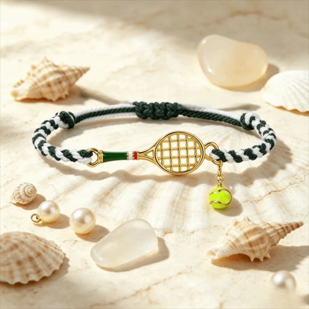 Adjustable Tennis Racket Bracelet Handwoven Vintage Style Handwoven Bracelet Lightweight Design Copper Material Couple Bracelet