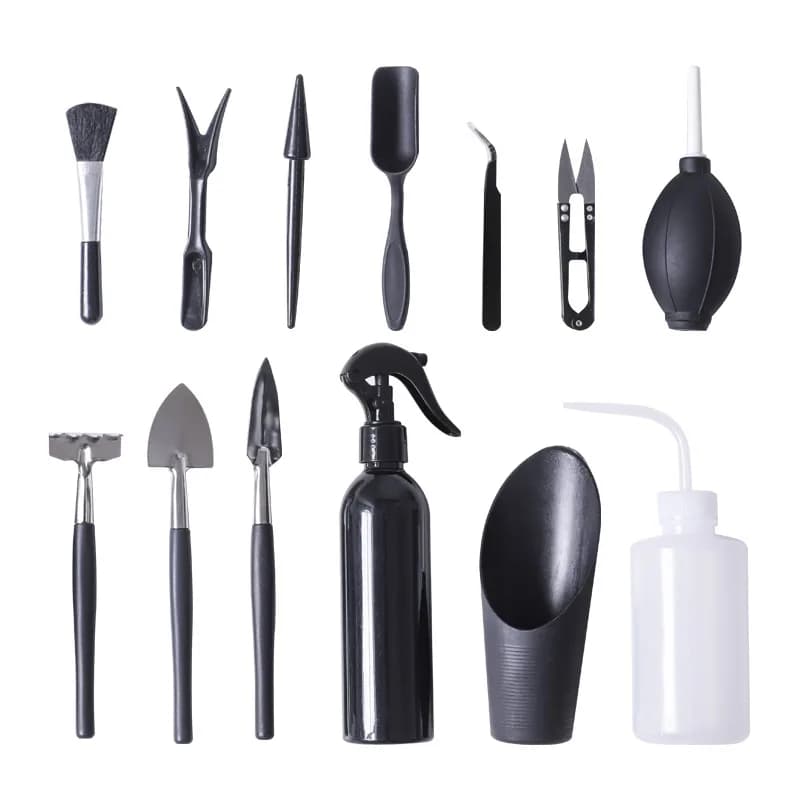 Gardening Kit 13 Stainless Steel Parts, Power Scissors, Multifunction Tools for Succulent Plants, Waterproof Mat, Ergonomic Handle