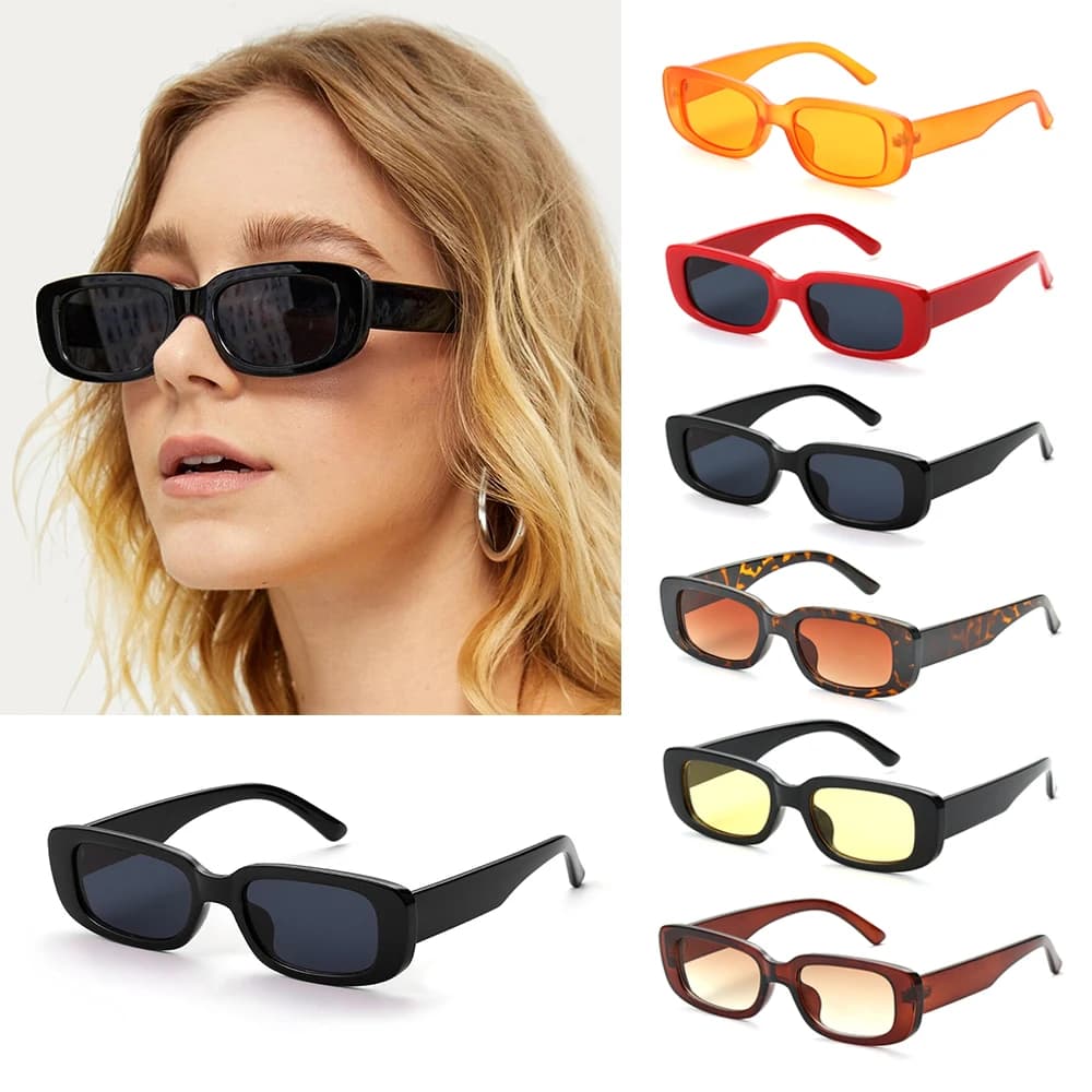 Occhiali da sole rettangolari piccoli con protezione UV 400 alla moda Occhiali da sole da donna