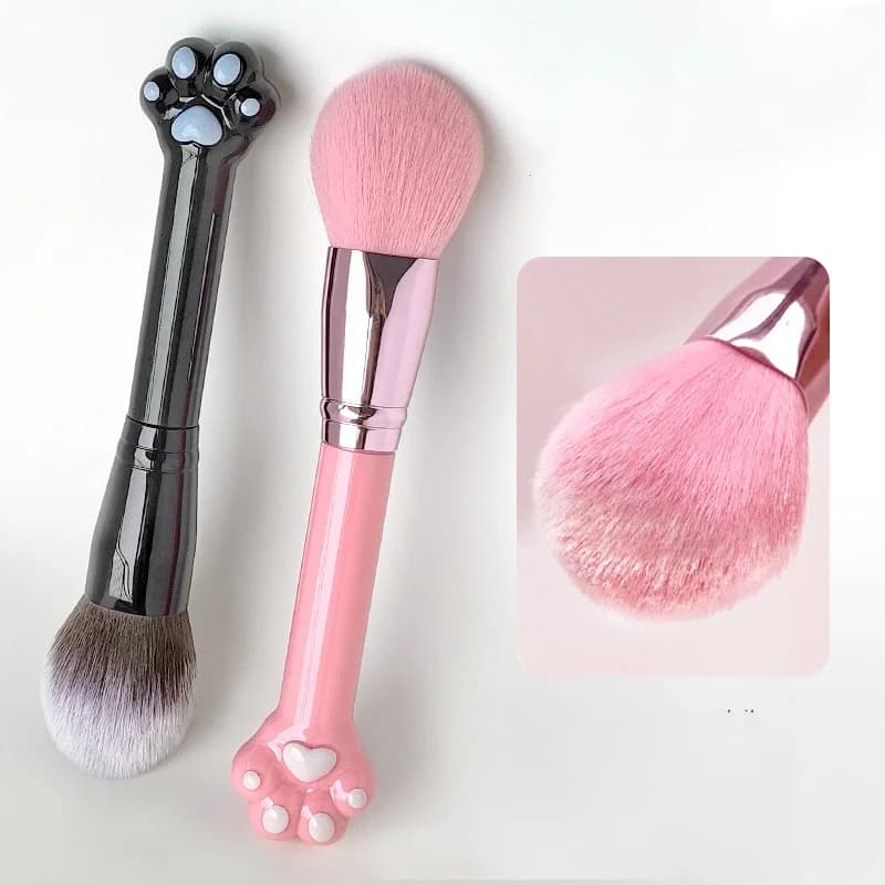 1pc Cute Cat Scratching Dust rimuovi spazzola per unghie in Nylon morbido di plastica rotonda smalto Gel Uv Clean Makeup Nail pennello per fondotinta lungo