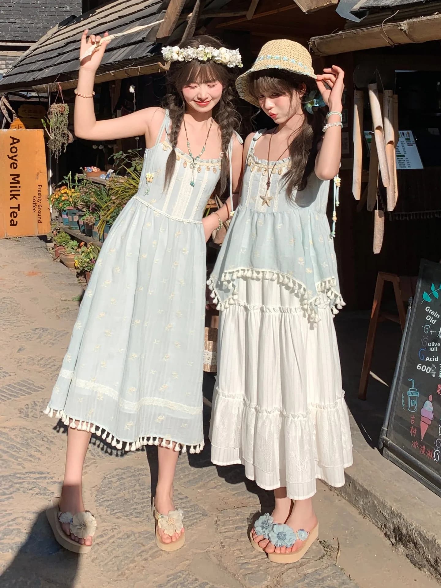 Abito Estivo da Donna Sottile e Morbido con Nappe e Design a Splicing, Vestito Lungo Stile Dolce a Vita Alta e Silhouette a Trapezio