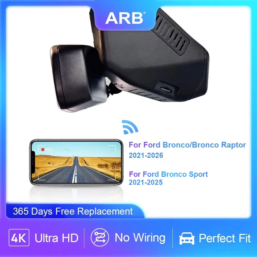 Dashcam WIFI integrata per Ford Bronco e Bronco Raptor 2021-2026, 4K 2160P ARB Dash Camera Recorder per Bronco Sport 2021-2025