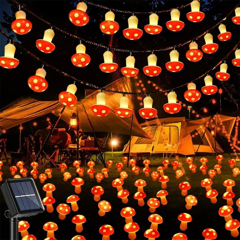 Luci solari della stringa del fungo luci del giardino per le decorazioni natalizie all'aperto 8 modalità luci solari del percorso per il prato del giardino 057