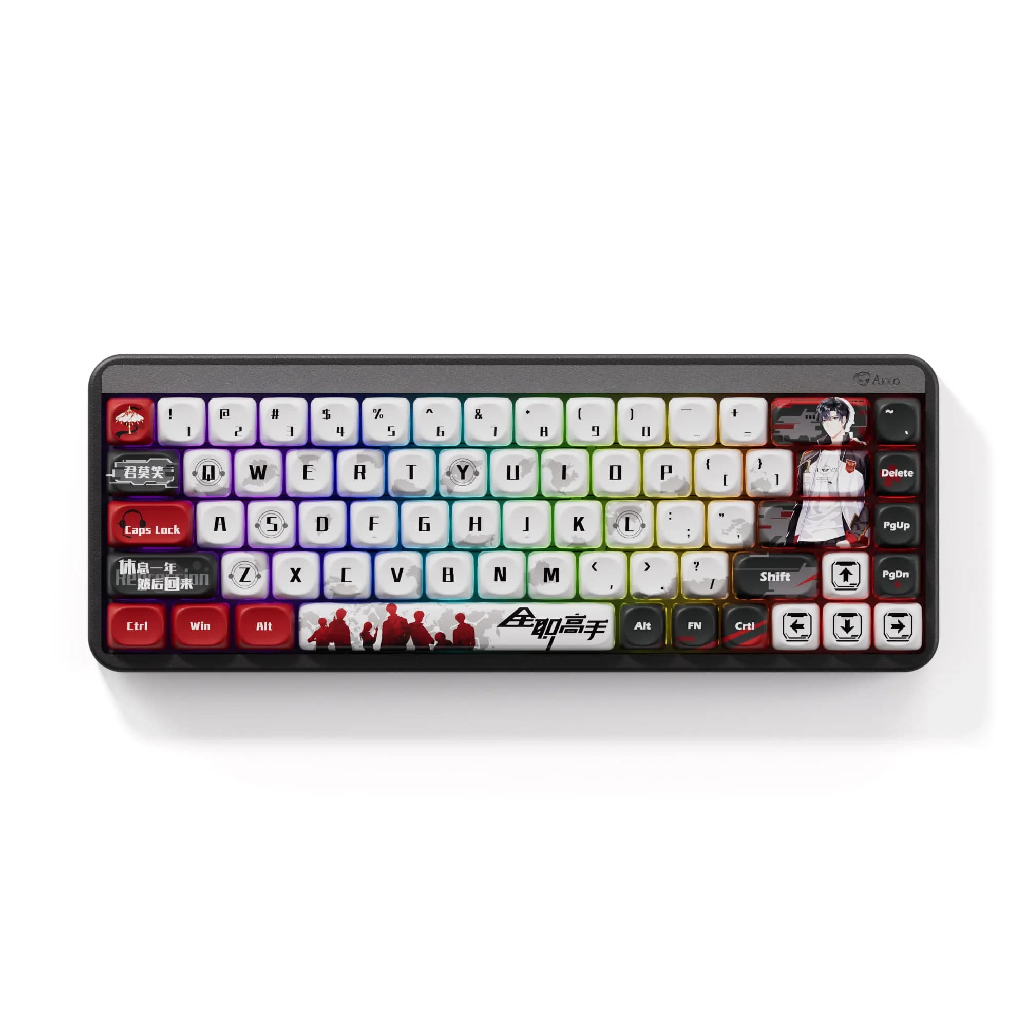 Akko JIN01 Tastiera meccanica personalizzata al 65% 68 tasti RGB sostituibile a caldo BT 5.0/2.4G Tastiera da gioco wireless e cablata di tipo C in alluminio