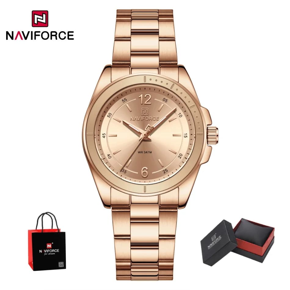 Top Brand NAVIFORCE Orologio da donna di lusso alla moda Orologio da polso femminile resistente all'acqua Bracciale al quarzo da donna in acciaio inossidabile Regalo per ragazza