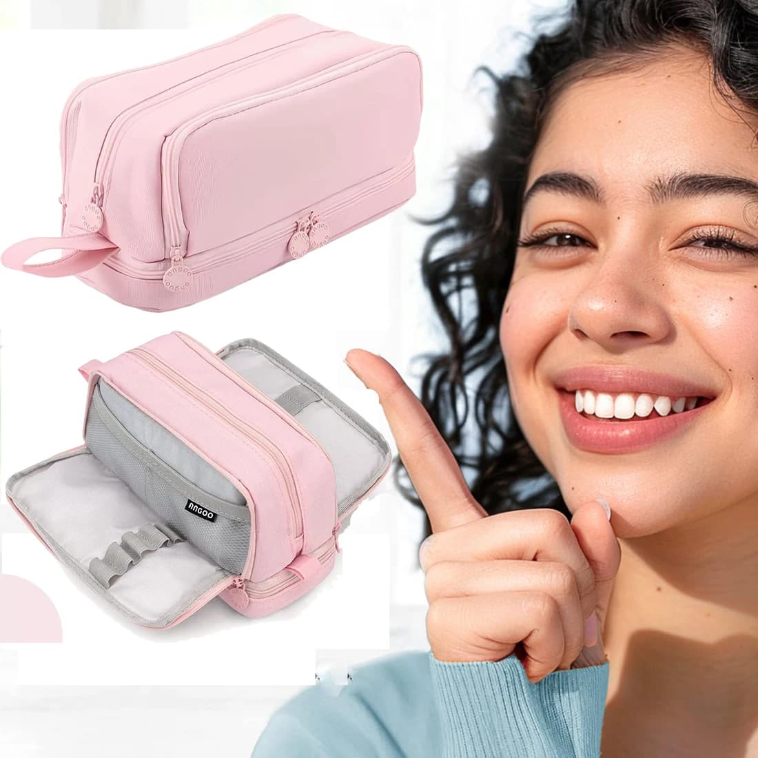Astuccio per matite di grande capacità con 4 scomparti, astuccio per matite con cerniera, organizer per cancelleria per ufficio, scuola universitaria, adolescenti, ragazza, ragazzo