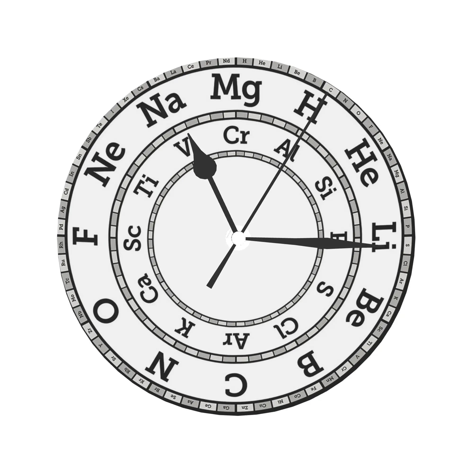 Wall clock with chemical elements Decorating room Silent round watch for bedroom Living room Kitchen Home