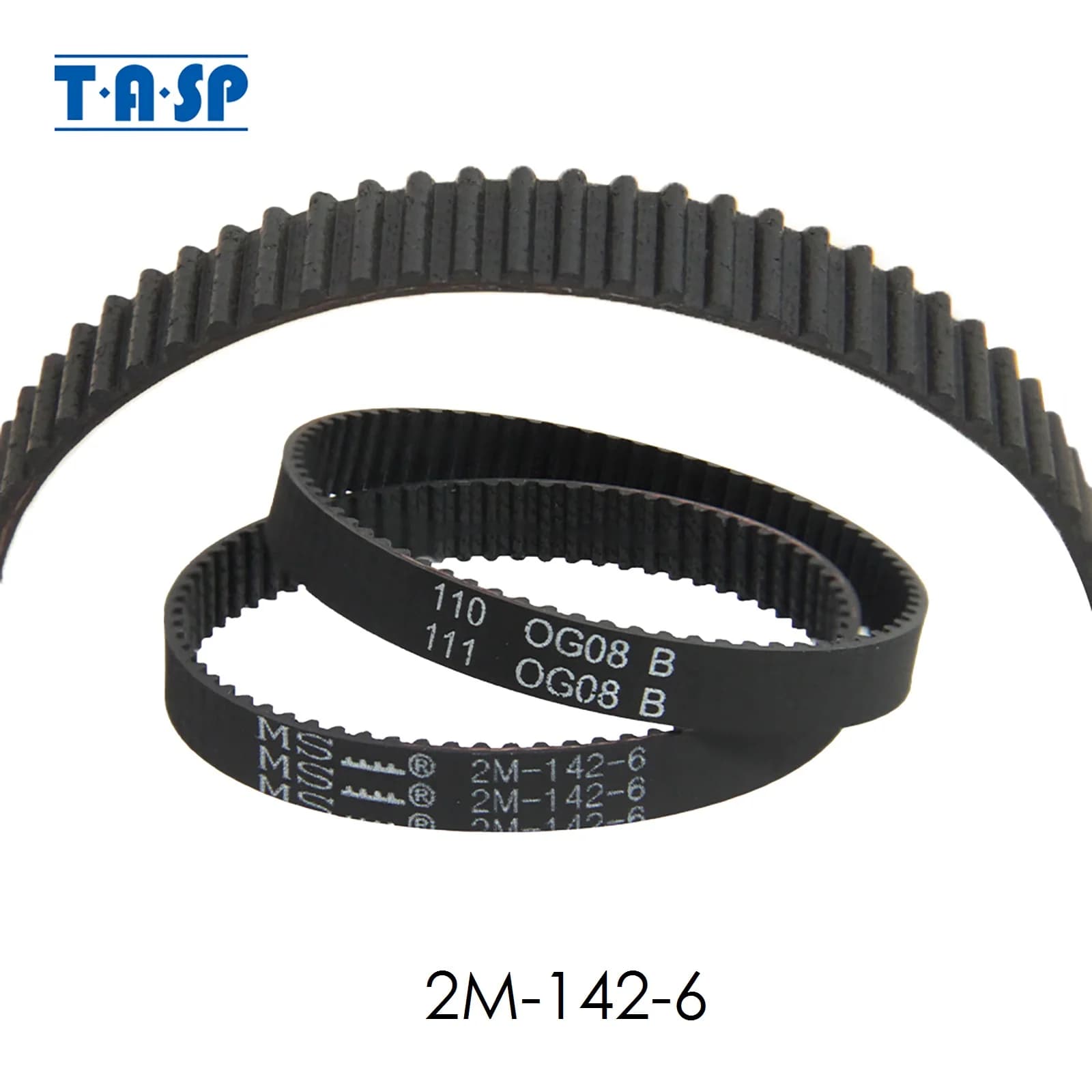TASP 2 pz. Cinghia di trasmissione sincrona per aspirapolvere 2M-142-6, perimetro 142mm, larghezza 6mm, denti 71, ricambio per cinghia trasportatrice sincrona