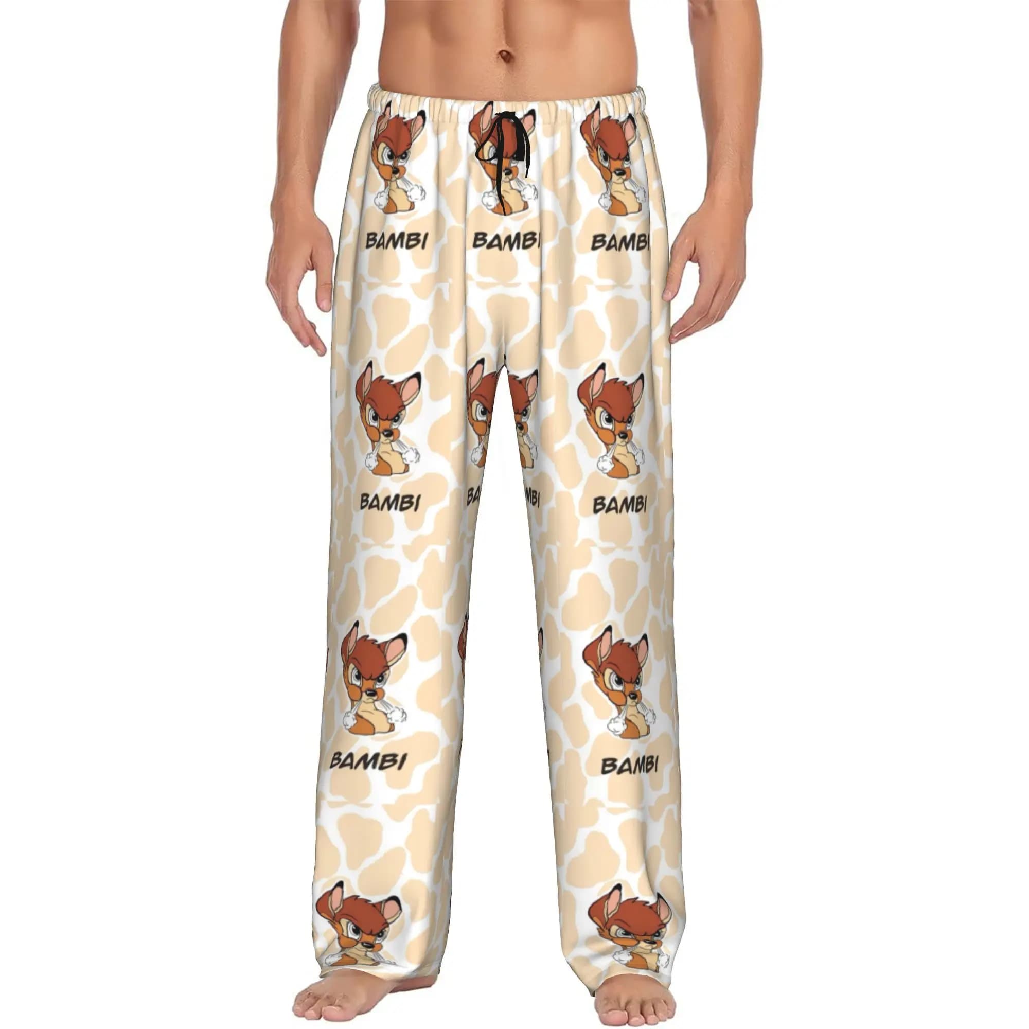Custom Printed Men B-Bambies Anime Pajama Pants Sleepwear Sleep Lounge Bottoms with Pockets