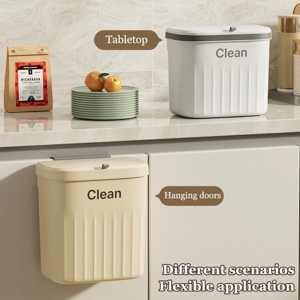 12L Hanging Trash can For Kitchen Cabinet Door Wall Mounted Recycling Garbage Basket with Lid Bathroom Kitchen Accessories