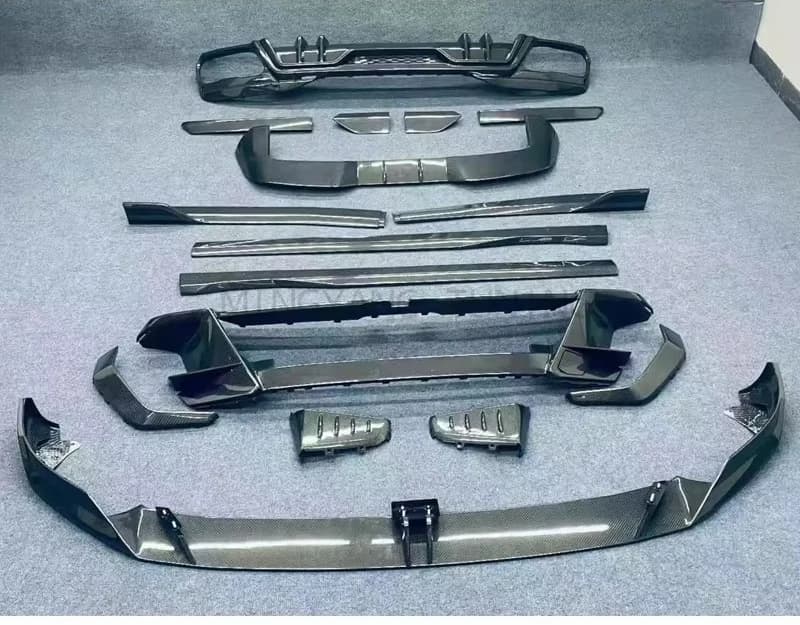 Full Set Dry Carbon Fiber Body Kit Upgrade LD Design Engine Hood Front Lip Side Skirt Diffuser Aero