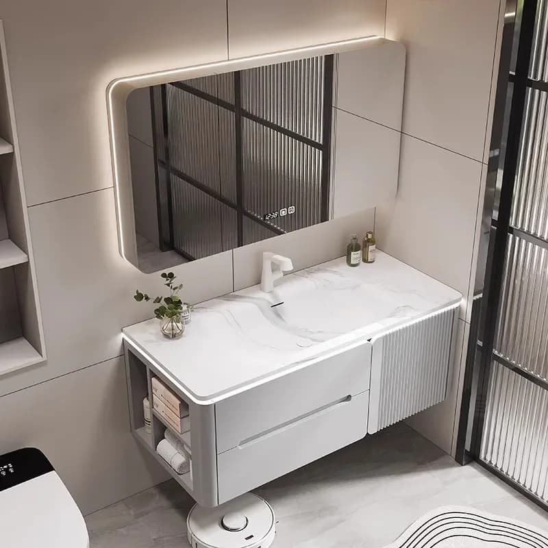 Scaffali Asciugamano Vanity Cabinet Bagno Armadietto ad angolo Lavelli Armadio multifunzione Scaffale per stazione Specchi Mobili per la casa