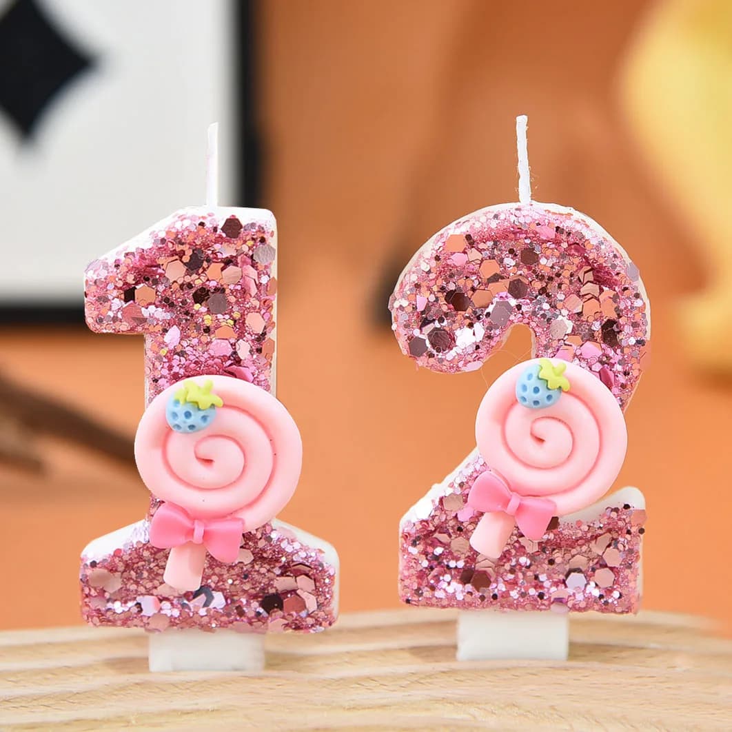 1 pcs big 0-9 numbers pink lick-lecca birthday candles decoration cake diy gifts for girl festival candles wedding party