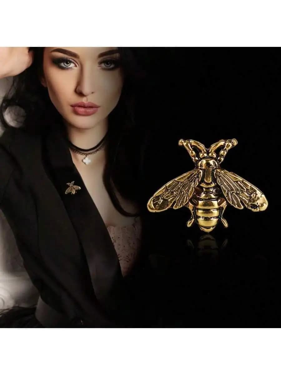 Stylish Golden-Tone Bee Alloy Brooch For Blazers, Shirts, Jackets – Vintage Lapel Pin, 2.5cm Elegant Fashion Accessory